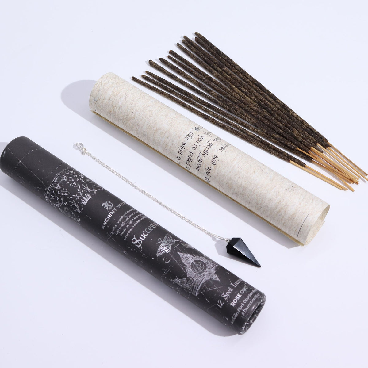 Encens de sortilège de sorcière ancienne - Succès – Pendule en obsidienne noire - Bien-Être Spirituel