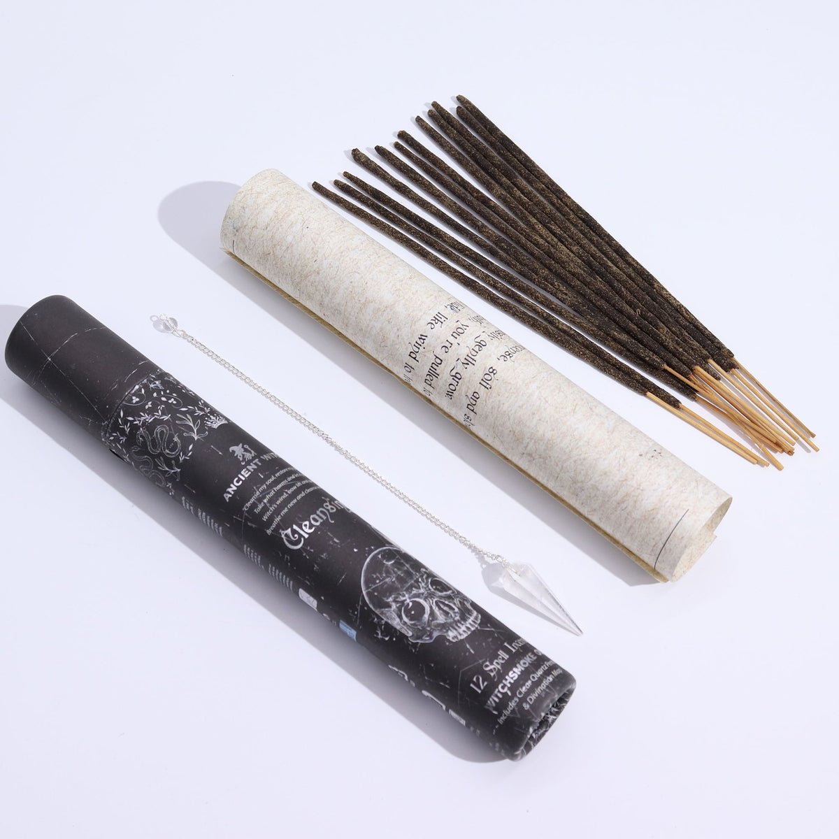 Encens de sortilège de sorcière ancienne - Purification – Pendule en cristal de roche - Bien-Être Spirituel