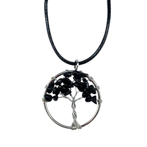 Pendentif Arbre de Vie - Agate noire - Bien-Être Spirituel