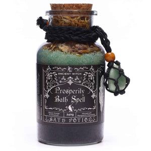 Potion de sortilège de bain de sorcière ancienne et amulette en cristal d'aventurine – Prospérité - Bien-Être Spirituel