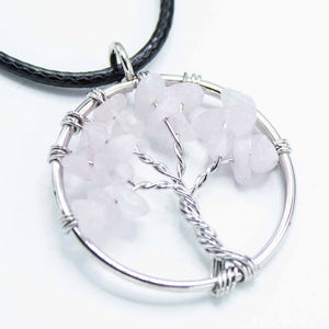 Pendentif Arbre de Vie - Quartz Rose - Bien-Être Spirituel