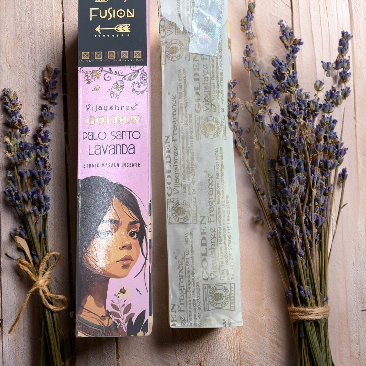 Bâtonnets d'encens à la résine de palo santo et lavande dorés 15g - Bien-Être Spirituel