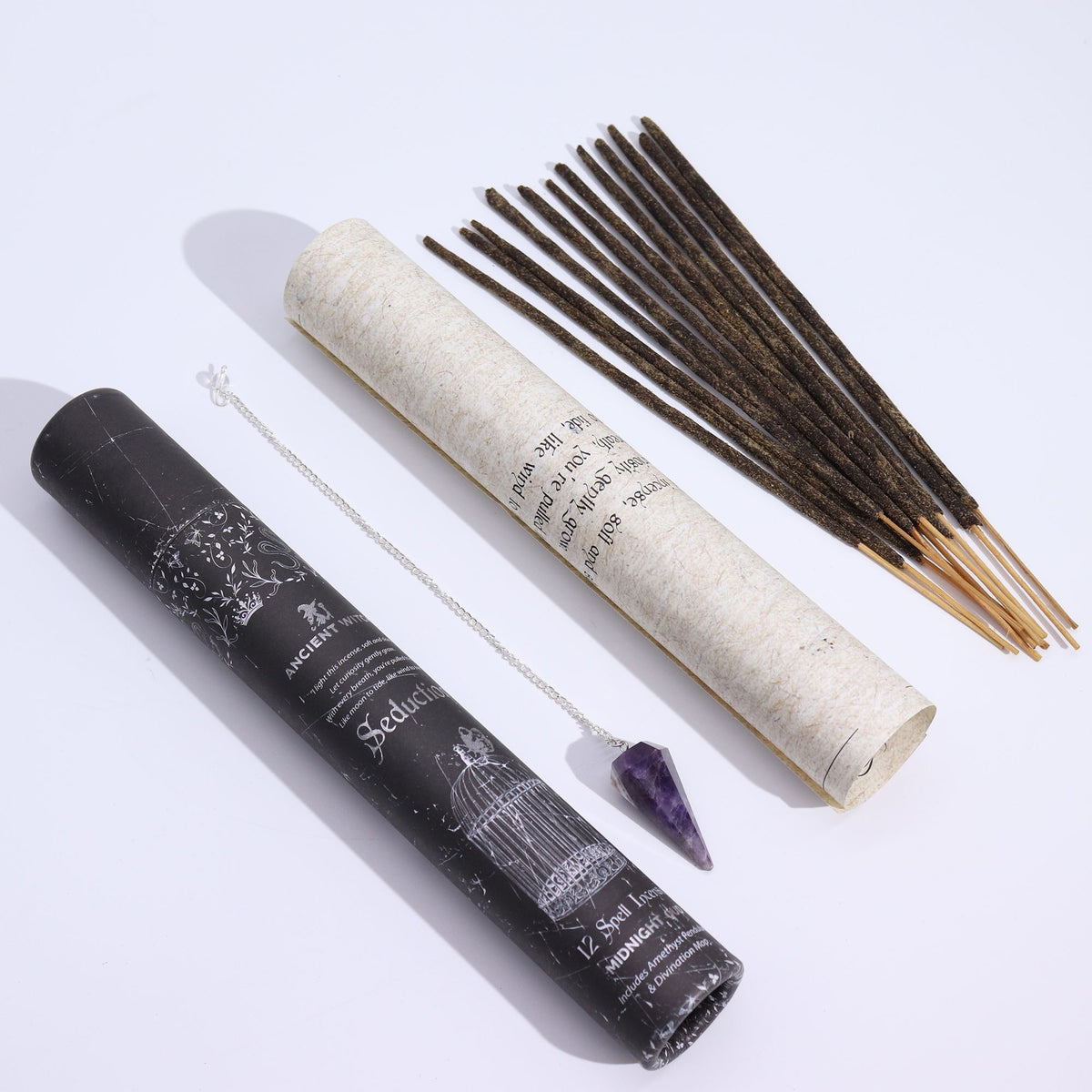 Encens de sortilège de sorcière ancienne - Séduction - Pendule en améthyste - Bien-Être Spirituel