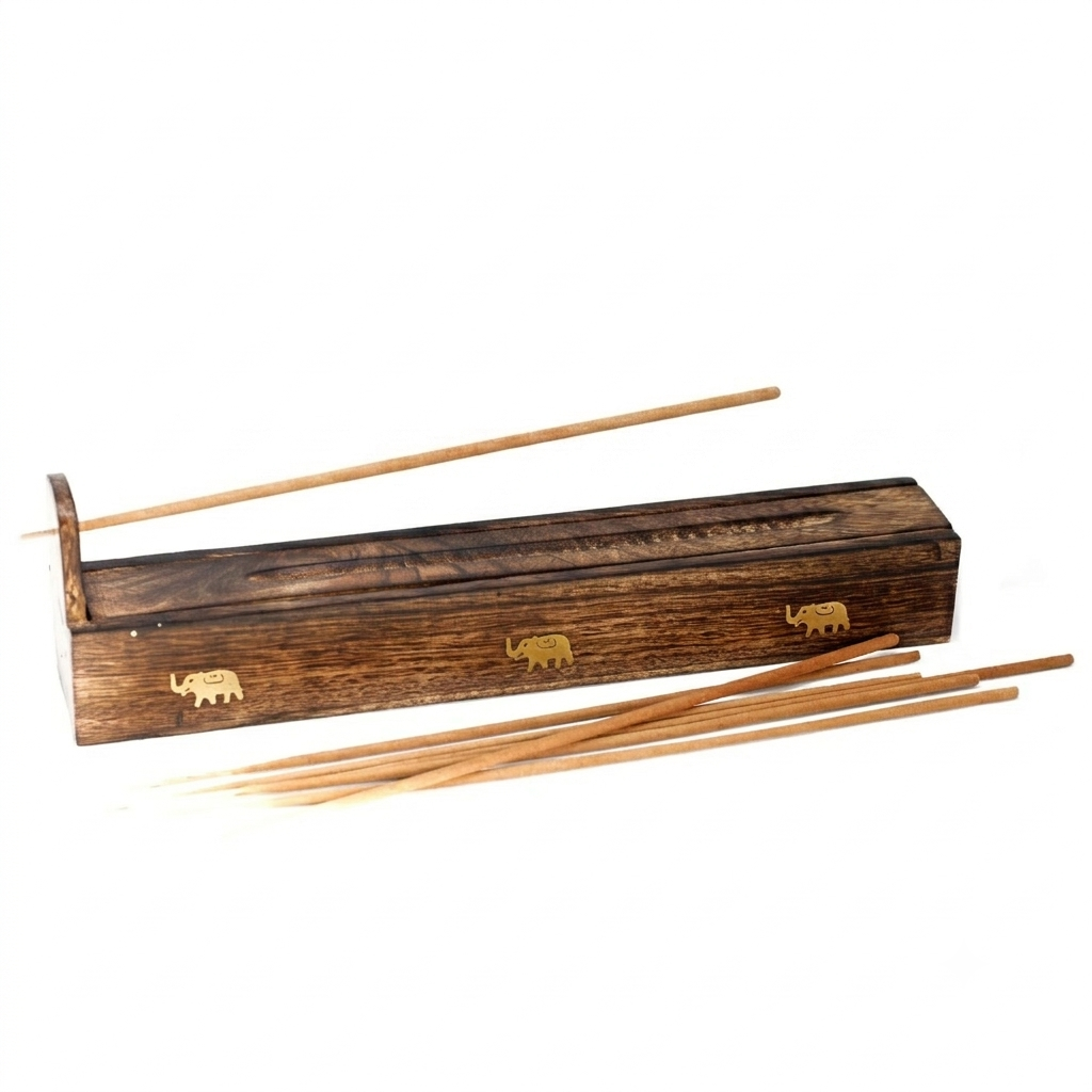 Boîte à encens en bois de manguier