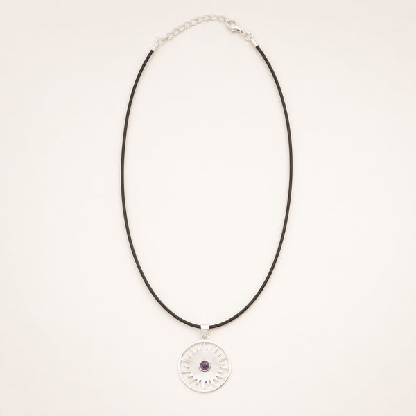 Collier Soleil en Améthyste – Pendentif argenté