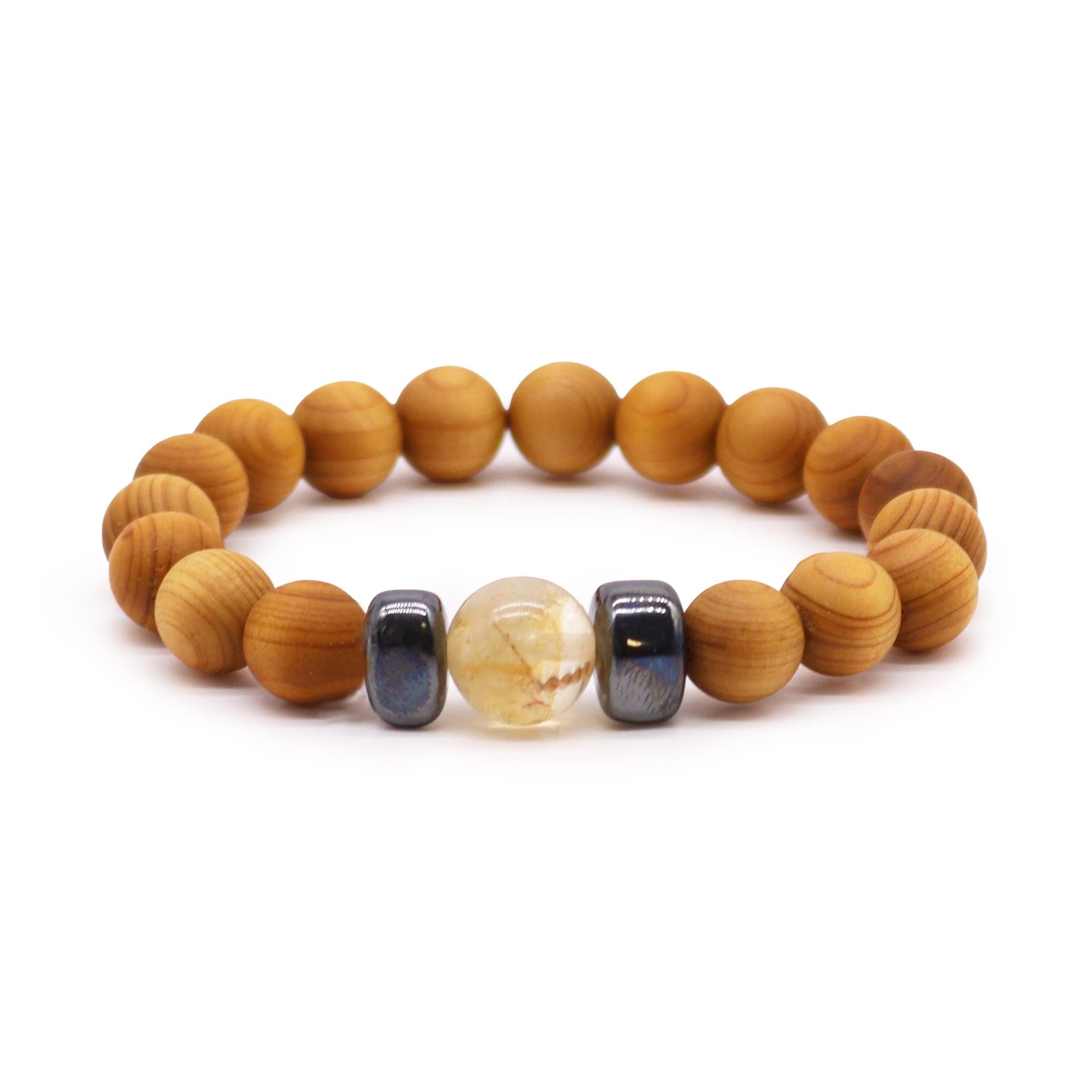 Bracelet en bois de cèdre et citrine