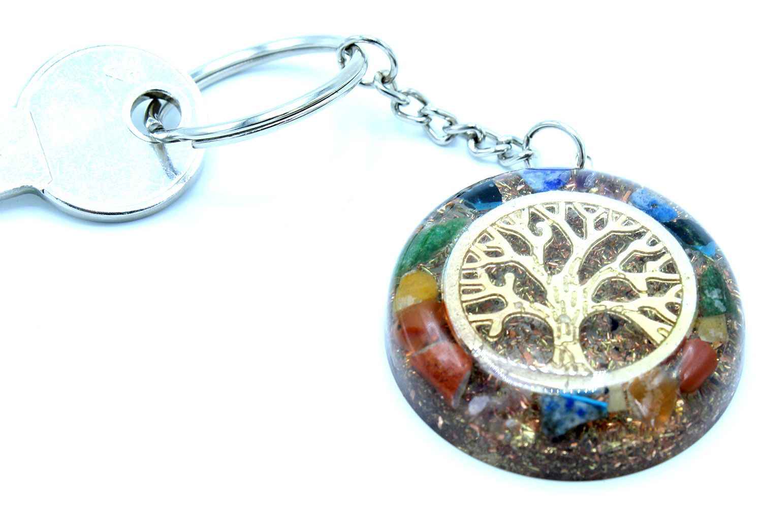 Porte-clés en orgonite – Arbre de vie aux pierres des chakras - Bien-Être Spirituel
