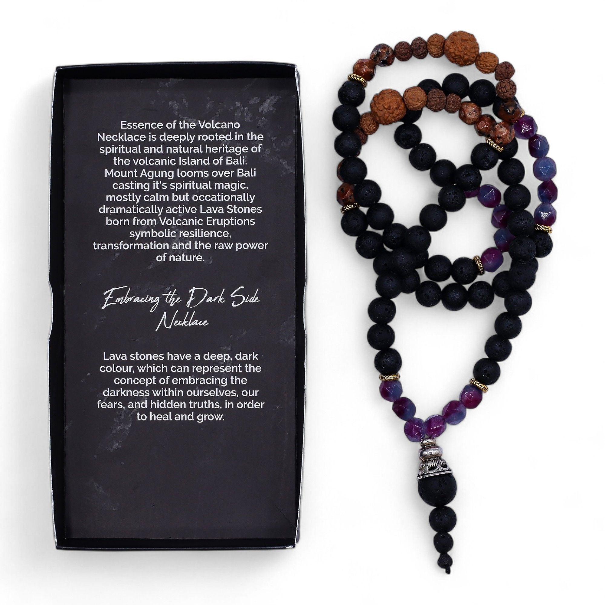 Collier Mala « Essence du volcan » – Embrasser le côté obscur