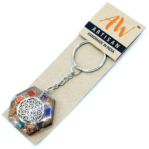 Porte-clés en orgonite – Fleur de vie octogonale - Bien-Être Spirituel