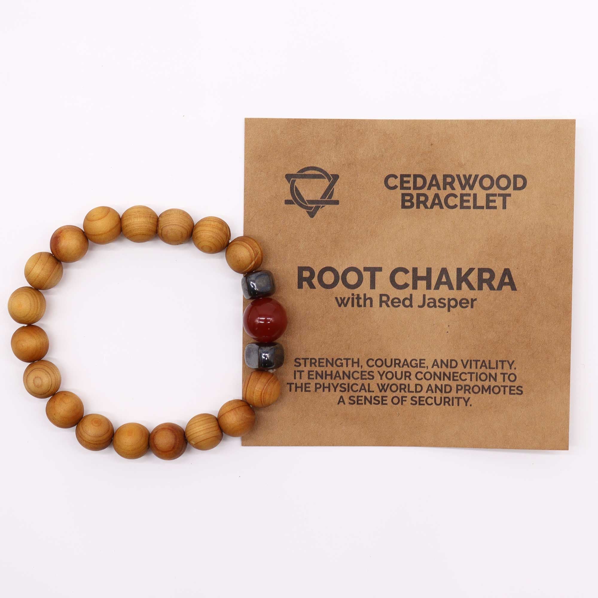 Bracelet en bois de cèdre et jaspe rouge