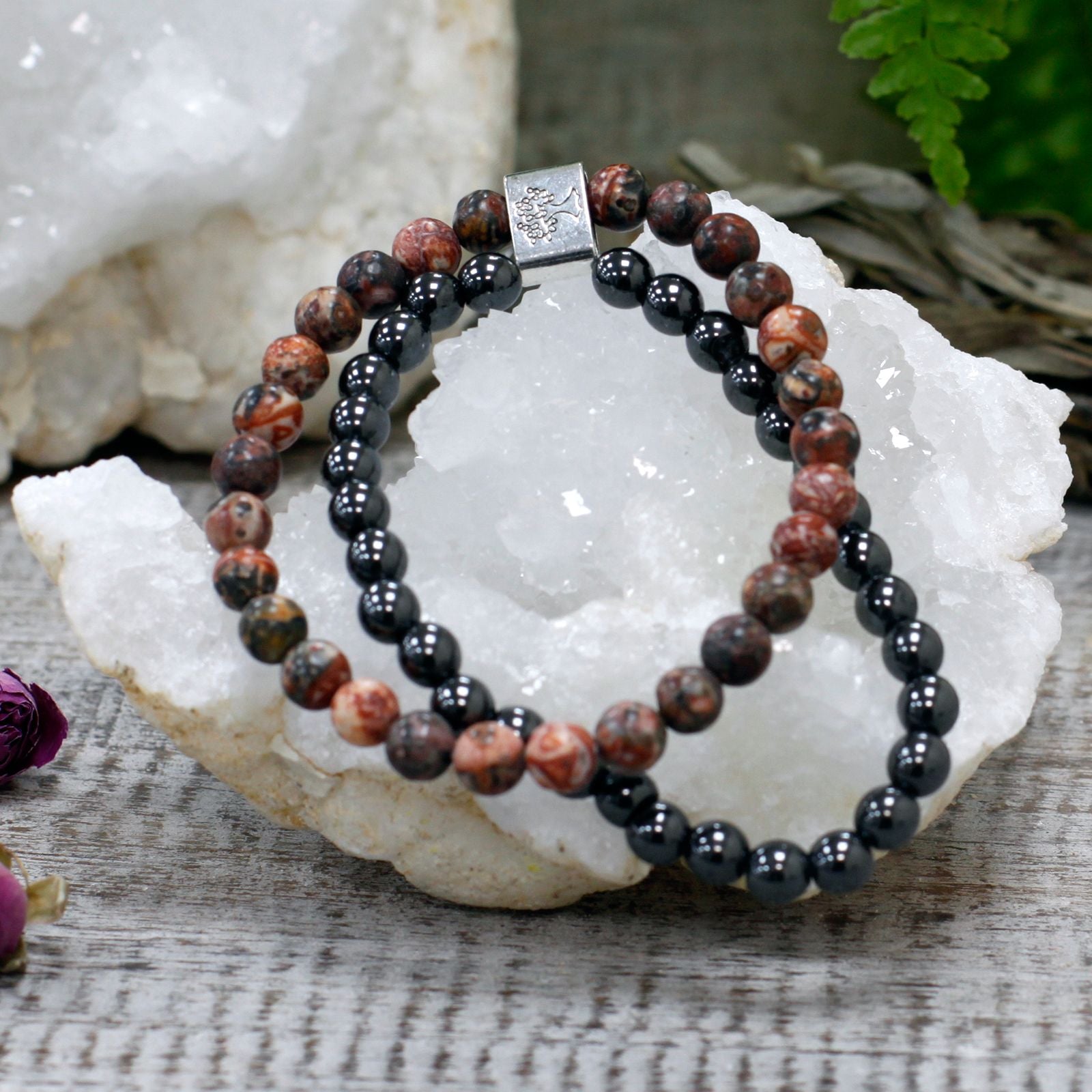 Bracelet magnétique en pierre précieuse Motif léopard
