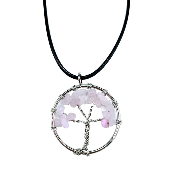 Pendentif Arbre de Vie - Quartz Rose