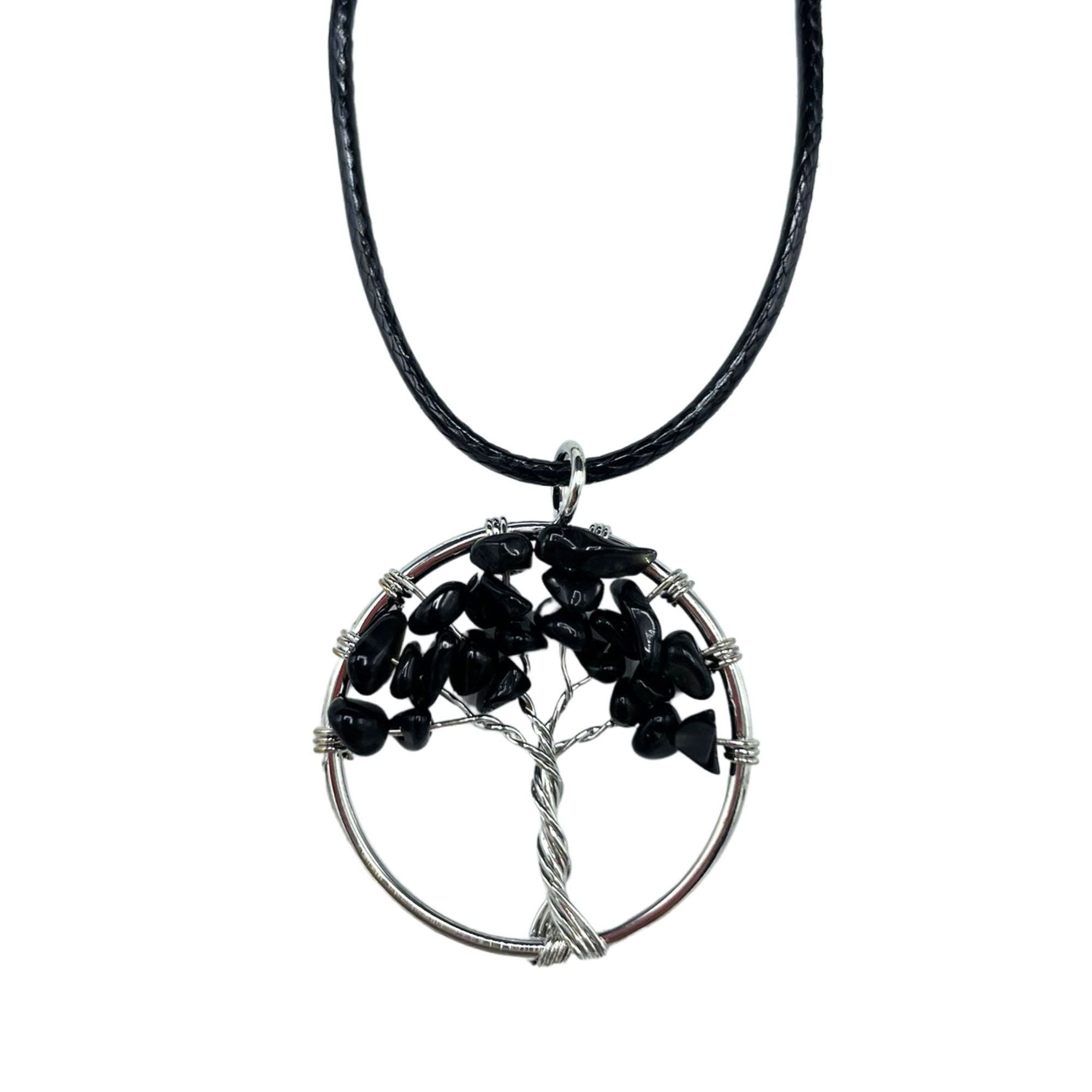 Pendentif Arbre de Vie - Agate noire