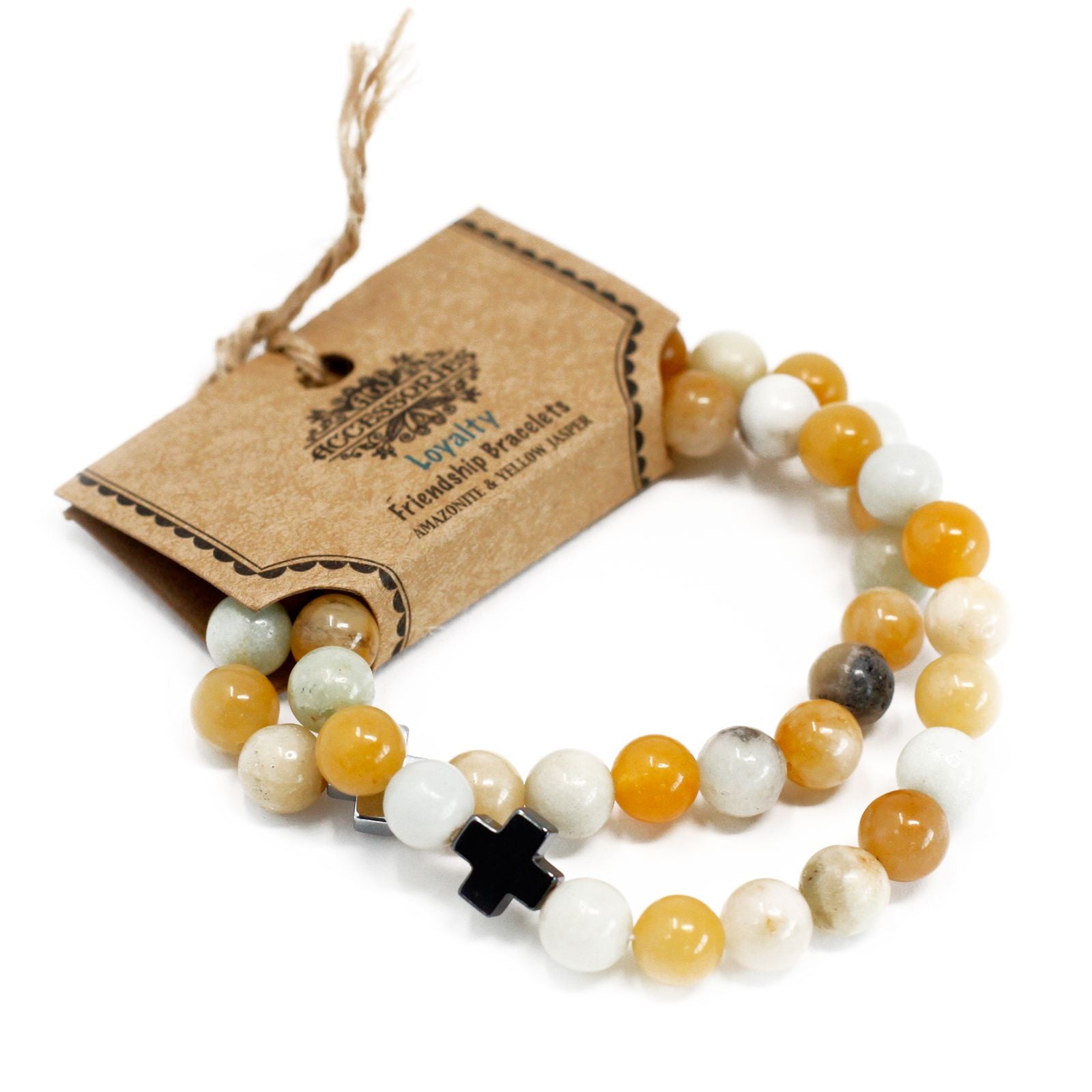 Bracelets d'amitié en pierres fines – Loyauté – Amazonite et jaspe jaune