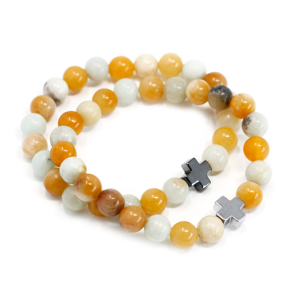 Bracelets d'amitié en pierres fines – Loyauté – Amazonite et jaspe jaune