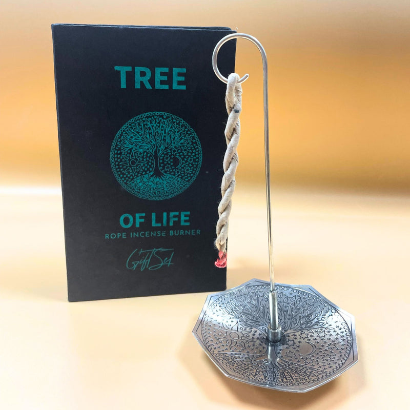 Encens en Corde et Porte-Encens Argenté - Arbre de Vie