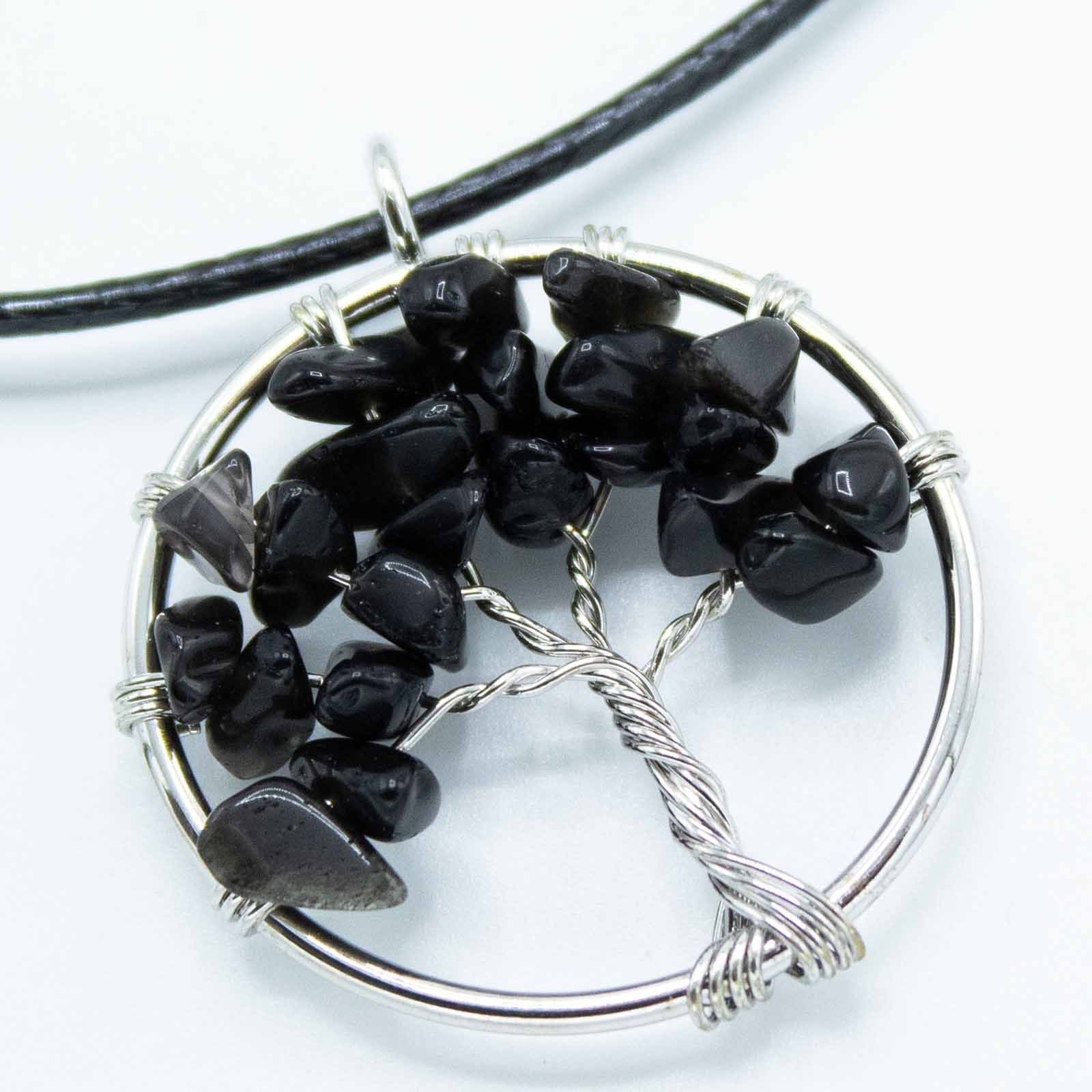 Pendentif Arbre de Vie - Agate noire