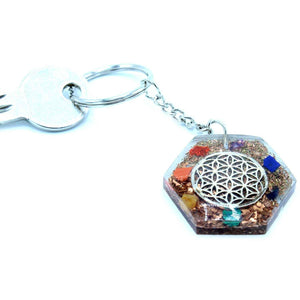 Porte-clés en orgonite – Fleur de vie octogonale - Bien-Être Spirituel