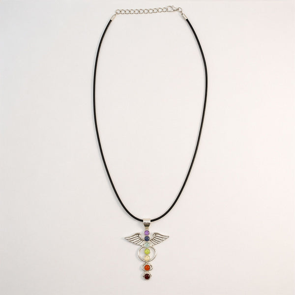 Collier Ange des 7 Chakras – Pendentif argenté