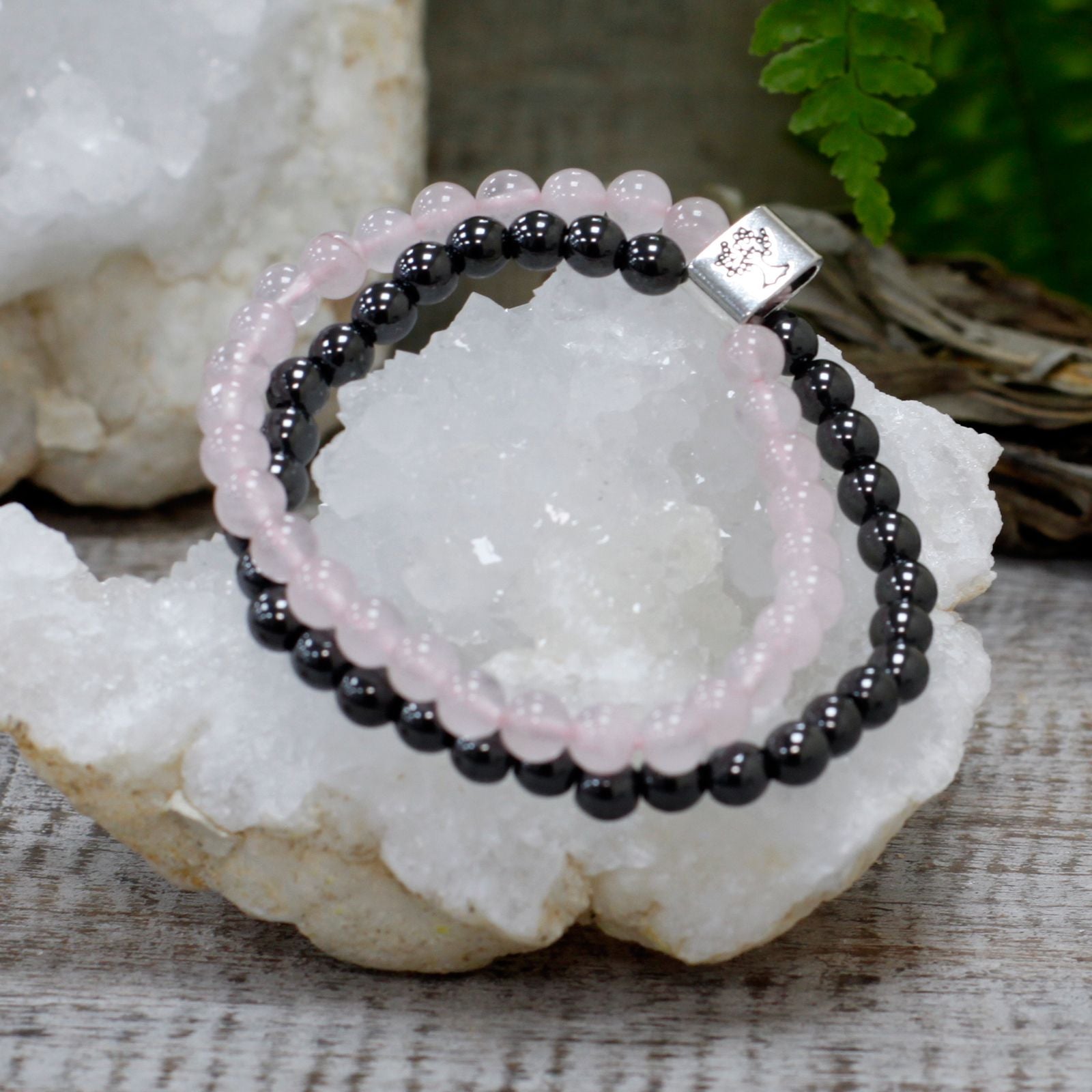 Bracelet magnétique en pierre précieuse Quartz rose