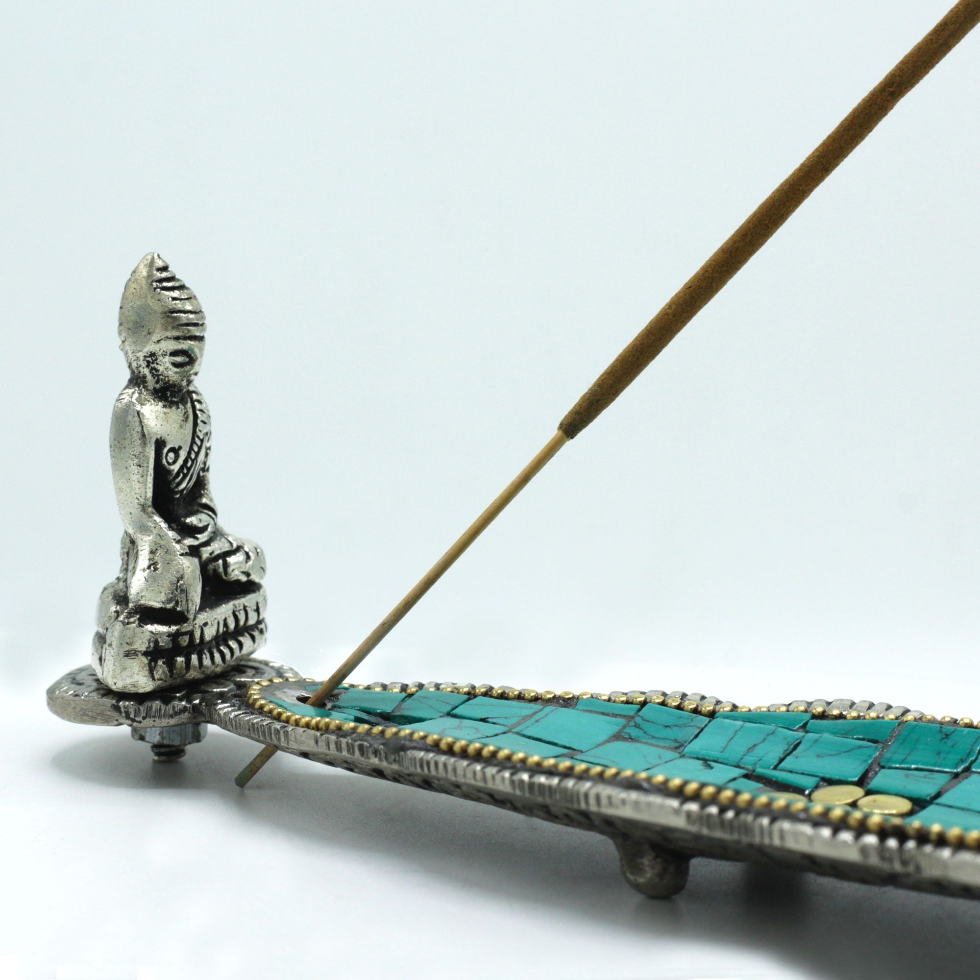 Porte-encens tibétain Bouddha à longues feuilles