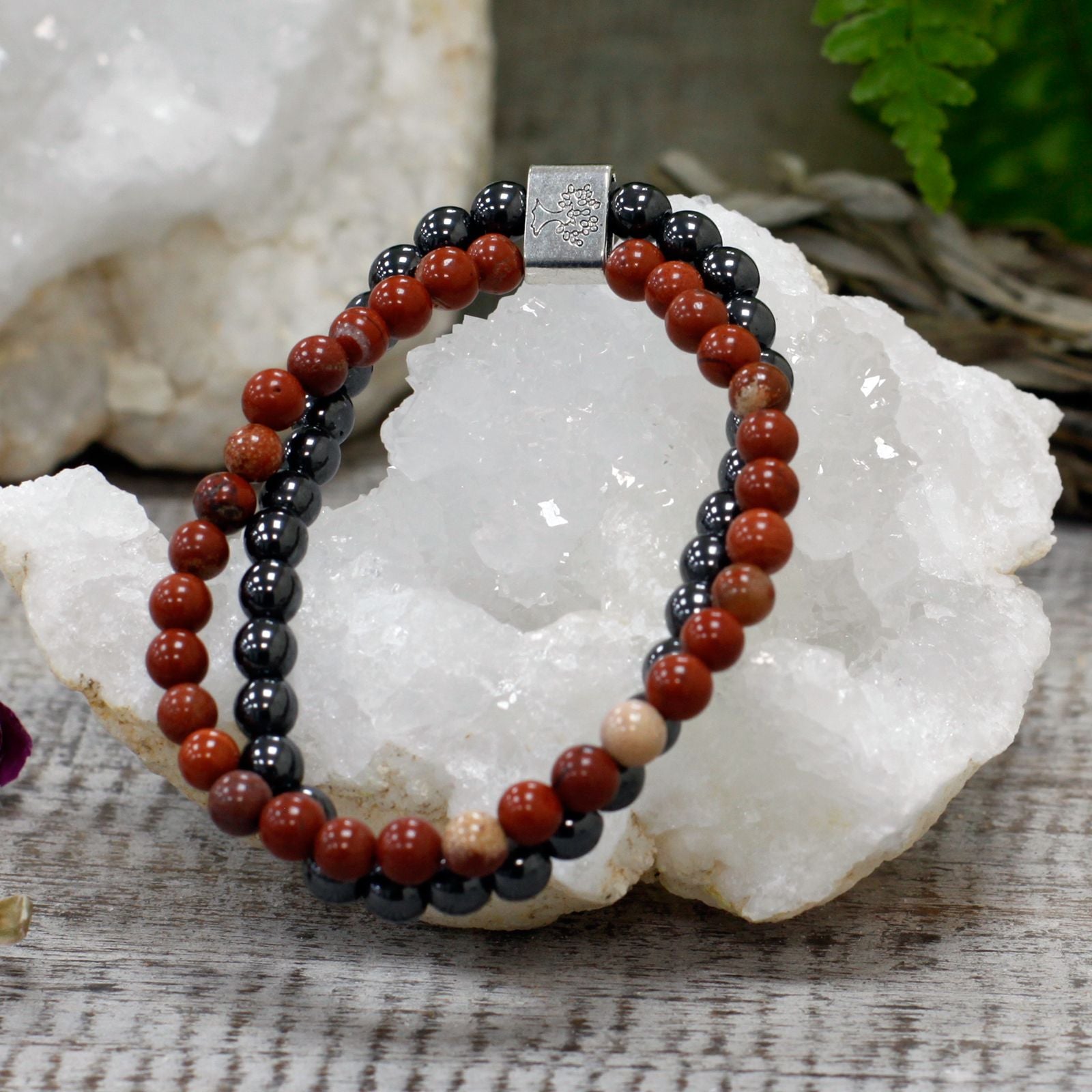 Bracelet magnétique en pierre précieuse rouge