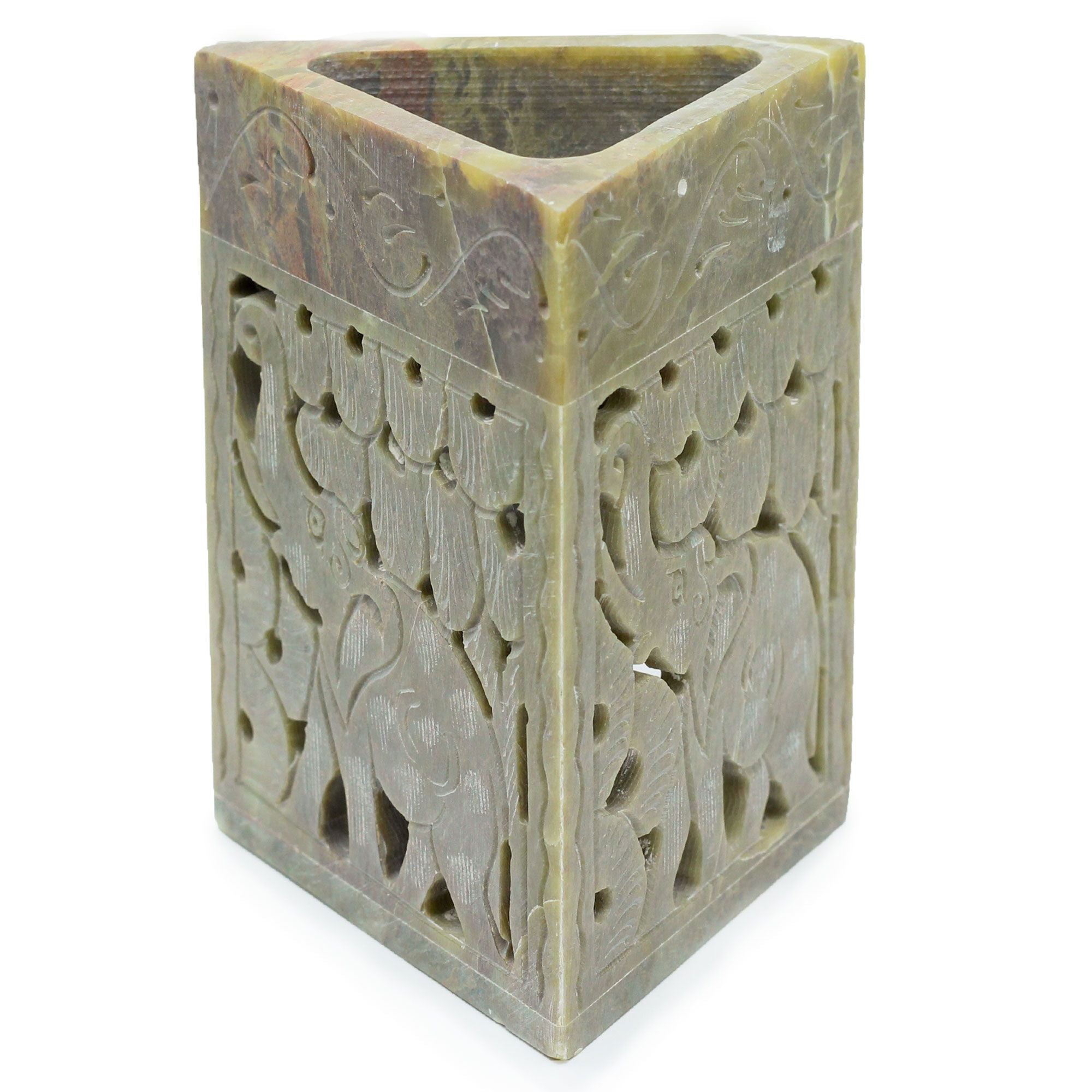 Brûleur à huile triangulaire en stéatite 11 x 9 cm - Éléphant