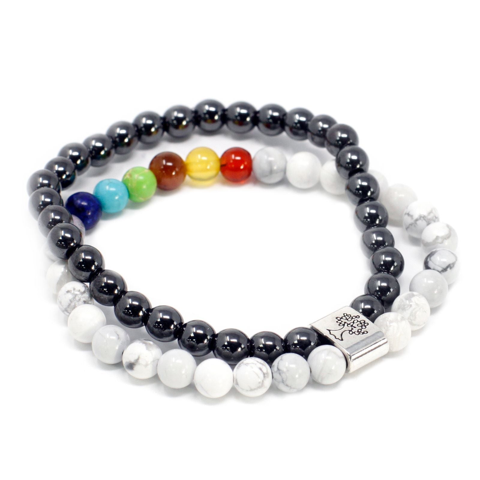 Bracelet magnétique en pierre précieuse Howlite blanche Chakra